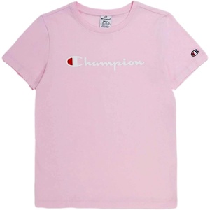 Champion Women’s Classic Short Sleeve Graphic T-Shirt, Standard Fit, Script Logo(Pink-poeny.)