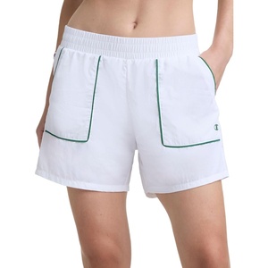 Champion Women’s Courtside 5″ Short with Piping, Standard Fit, Crinkle Nylon(Bright White)