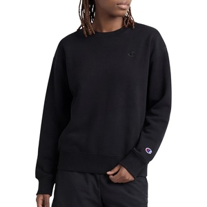 Champion Women’s Crewneck Fleece Sweatshirt, Loose Fit, Midweight, C Logo, Available in Regular and Plus(Black – C Logo)