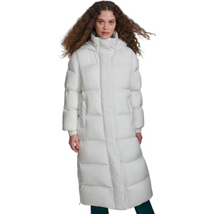 Champion Women’s Extra Long Quilted Puffer Jacket With Hood(Marshmallow)