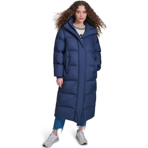 Champion Women’s Extra Long Quilted Puffer Jacket With Hood(Navy)