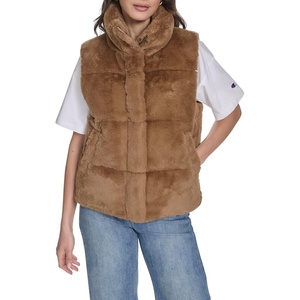 Champion Women’s Faux Fur Stand Collar Vest(Cognac)