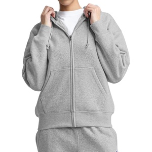 Champion Women’s Full Zip Fleece Hoodie, Loose Fit, Midweight, C Logo, Available in Regular and Plus(Oxford Gray Heather – C Logo)