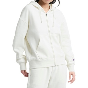 Champion Women’s Full Zip Fleece Hoodie, Loose Fit, Midweight, C Logo, Available in Regular and Plus(Unbleached Cotton – C Logo)