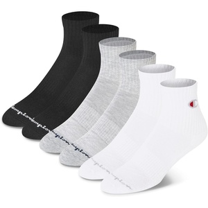 Champion Women’s High Quarter Socks – 6-pack Cushioned Athletic Socks With Moisture-wicking, Arch Support (Size 5-9)(Multi (White  Grey  Black))