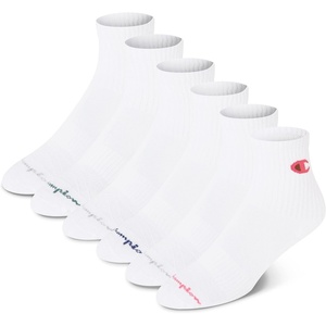 Champion Women’s High Quarter Socks – 6-pack Cushioned Athletic Socks With Moisture-wicking, Arch Support (Size 5-9)(White)