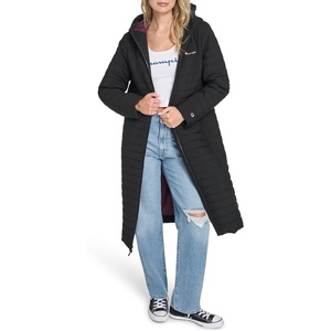 Champion Women’s Lightweight Long Hooded Puffer(Black)