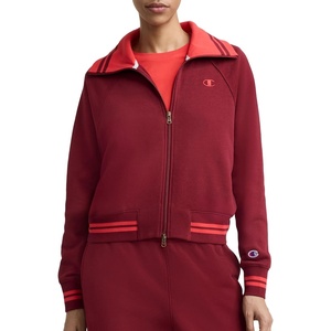 Champion Women’s Pitcher Full-zip Mock Neck Track Jacket, Standard Fit, French Terry(Pomegranate)