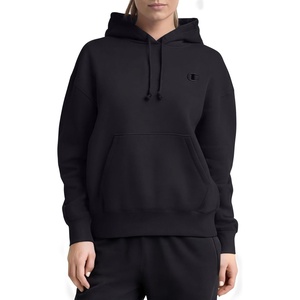 Champion Women’s Pullover Fleece Hoodie, Loose Fit, Midweight, C Logo, Available in Regular and Plus(Black – C Logo)