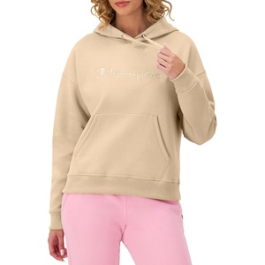 Champion Women’s Pullover Fleece Hoodie, Loose Fit, Midweight, Script Logo, Available in Regular and Plus(Champagne Frost – Embroidered Script Logo)