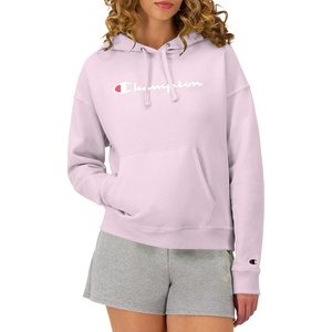 Champion Women’s Pullover Fleece Hoodie, Loose Fit, Midweight, Script Logo, Available in Regular and Plus(Chantilly Pink Script)