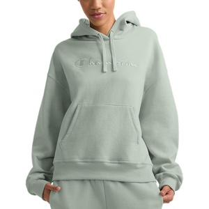Champion Women’s Pullover Fleece Hoodie, Loose Fit, Midweight, Script Logo, Available in Regular and Plus(Clever Sage – Embroidered Script Logo)