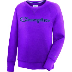 Champion Women’s Pullover Fleece Hoodie, Loose Fit, Midweight, Script Logo, Available in Regular and Plus(Flashy Magenta-586139)