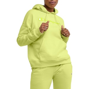 Champion Women’s Pullover Fleece Hoodie, Loose Fit, Midweight, Script Logo, Available in Regular and Plus(Frozen Lime Script)