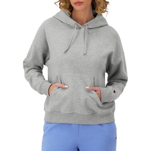 Champion Women’s Pullover Fleece Hoodie, Loose Fit, Midweight, Script Logo, Available in Regular and Plus(Oxford Gray)