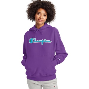 Champion Women’s Pullover Fleece Hoodie, Loose Fit, Midweight, Script Logo, Available in Regular and Plus(Puruple/Blue)