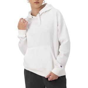 Champion Women’s Pullover Fleece Hoodie, Loose Fit, Midweight, Script Logo, Available in Regular and Plus(White)