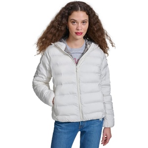 Champion Women’s Quilted Coat Packable Puffer Jacket With Hood(Marshmallow)