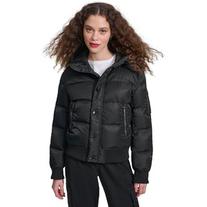 Champion Women’s Quilted Snorkel Puffer Jacket With Hood(Black)