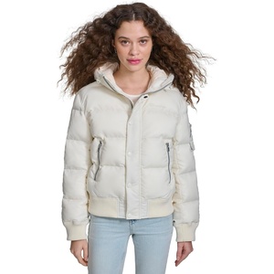 Champion Women’s Quilted Snorkel Puffer Jacket With Hood(Marshmallow)
