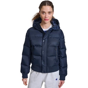 Champion Women’s Quilted Snorkel Puffer Jacket With Hood(Navy)