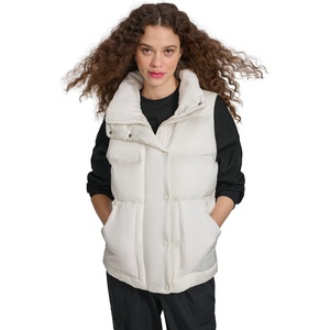 Champion Women’s Satin Quilted Puffer Vest With Stand Collar(Marshmallow)