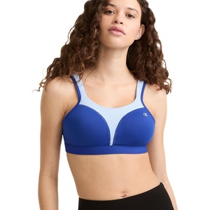 Champion Women’s Sports Bra, High-Impact, Maximum Support, Breathable, Moisture-Wicking Fabric(Surf the Web/Ocean Front Blue)