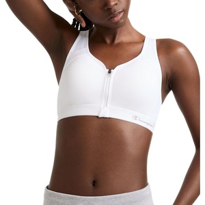 Champion Women’s Sports Bra, Motion Control Front-Zip, High-Impact Maximum Support, Breathable, Moisture-Wicking(Bright White)