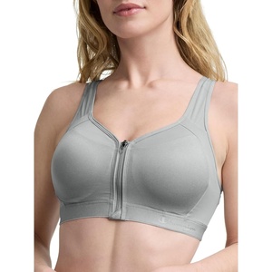 Champion Women’s Sports Bra, Motion Control Front-Zip, High-Impact Maximum Support, Breathable, Moisture-Wicking(Oxford Gray Heather)