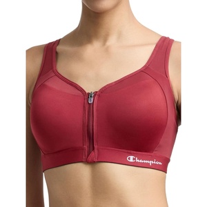 Champion Women’s Sports Bra, Motion Control Front-Zip, High-Impact Maximum Support, Breathable, Moisture-Wicking(Pomegranate)