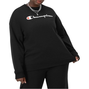 Champion Women’s Sweatshirt, Fleece, Crewneck Sweatshirt, Warm Sweatshirt for Women (Plus Size Available)(Black – Classic Script Logo)