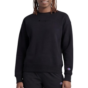 Champion Women’s Sweatshirt, Fleece, Crewneck Sweatshirt, Warm Sweatshirt for Women (Plus Size Available)(Black – Tonal Script Logo)