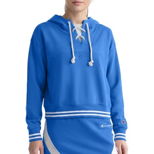 Champion Women’s Tackle Front Lace Pullover Hoodie, Loose Fit, French Terry(Nebulas Blue)