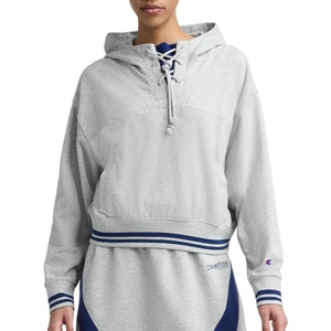 Champion Women’s Tackle Front Lace Pullover Hoodie, Loose Fit, French Terry(Oxford Gray Heather)