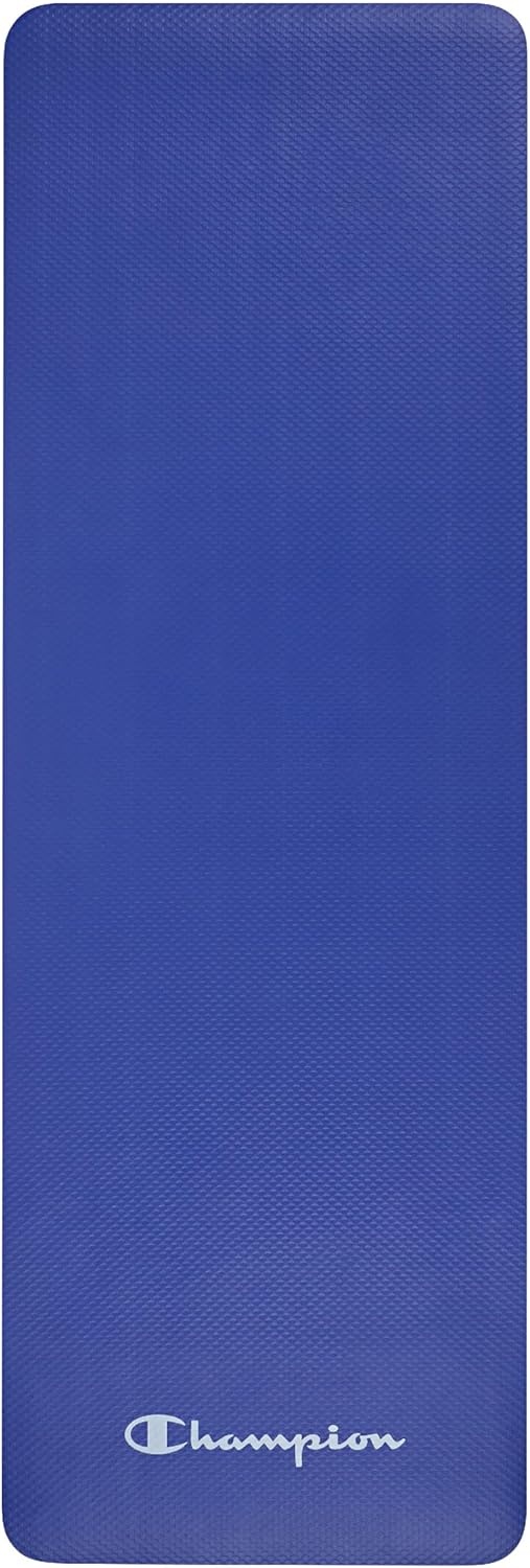 image:imageChampion 10mm Exercise Mat Cushioned NonSlip Workout Mat with Textured Base for Yoga Pilates Stretching amp FloorBased Training Lightweight NBR Material Includes CarryOn StrapBlue
