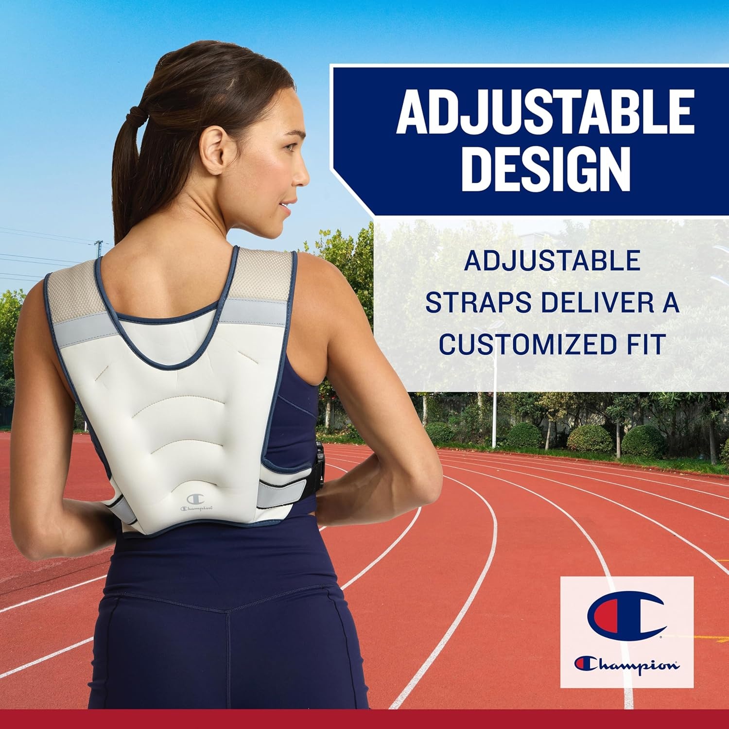 image:imageChampion 8 lb Weighted Vest for Women amp Men Champagne Frost Adjustable Weighted Running Vest for Walking Strength Training Contoured Sweat Resistance Reflective Strips for OnRoad Visibility
