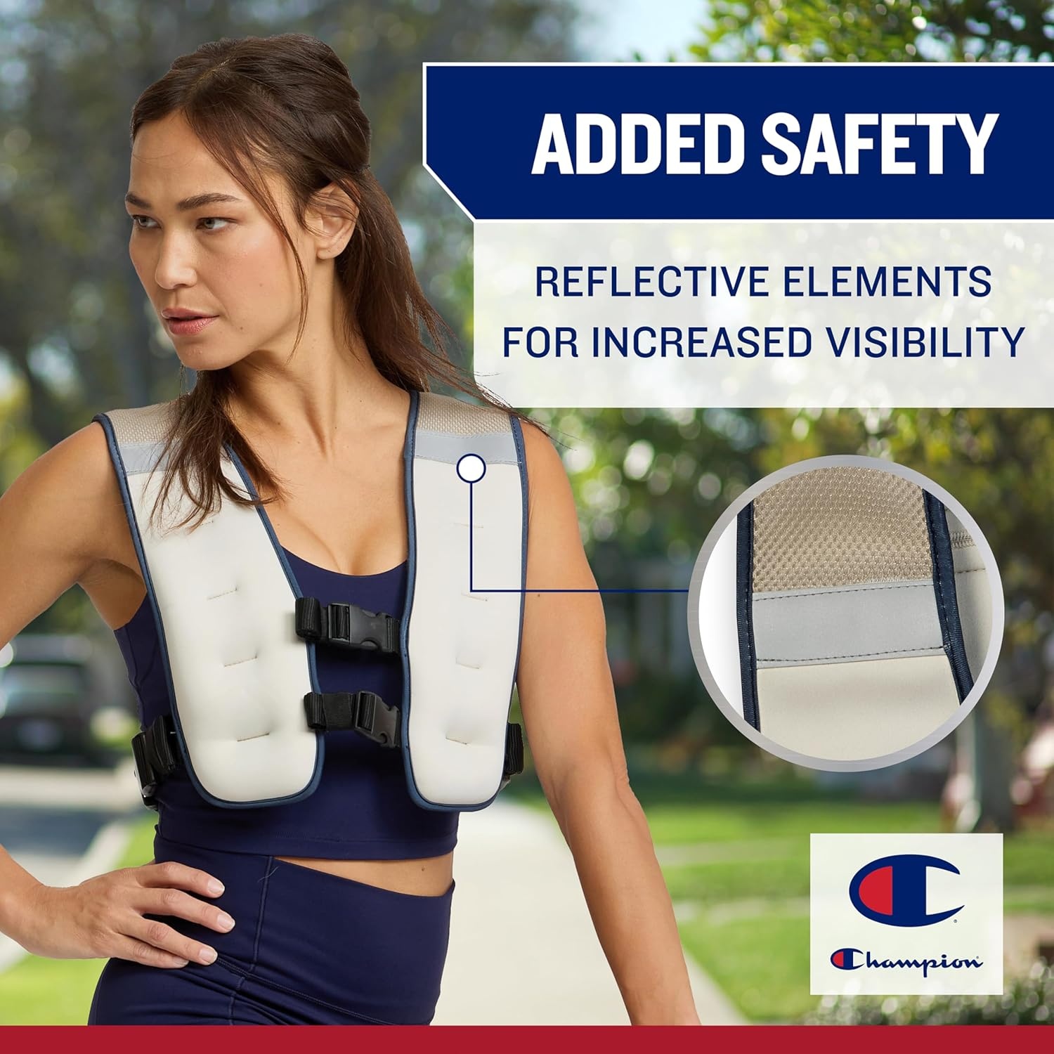 image:imageChampion 8 lb Weighted Vest for Women amp Men Champagne Frost Adjustable Weighted Running Vest for Walking Strength Training Contoured Sweat Resistance Reflective Strips for OnRoad Visibility