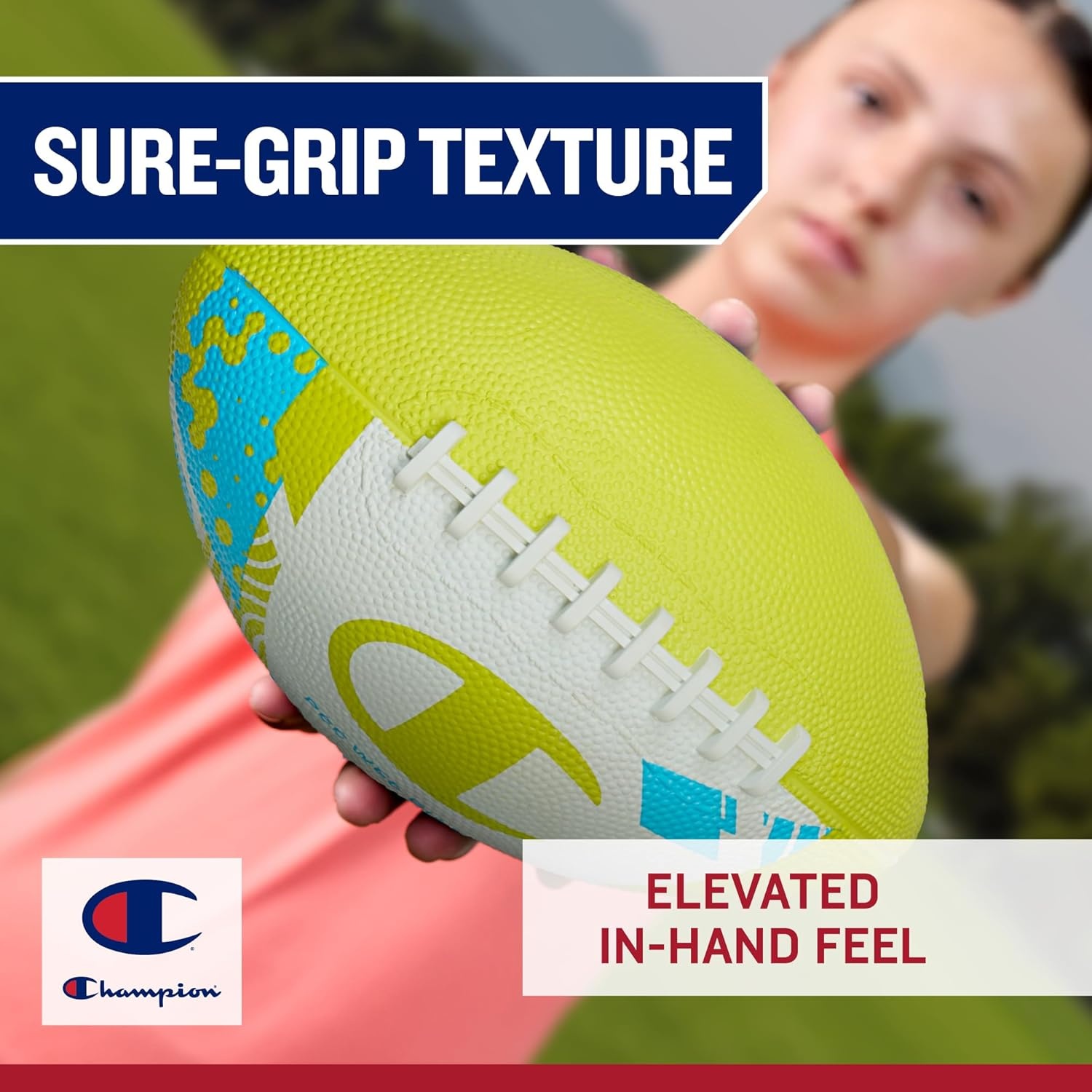 image:imageChampion Blitz Football AllWeather Football Enhanced Grip Durable Rubber Cover and Molded Laces for Outdoor Sports amp Training Includes 6 Ball PumpKnockout Pink Starter Set