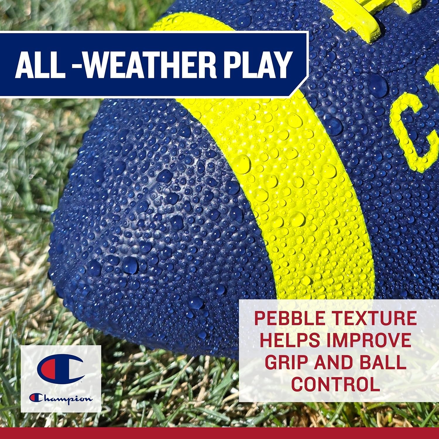 image:imageChampion Blitz Football AllWeather Football Enhanced Grip Durable Rubber Cover and Molded Laces for Outdoor Sports amp Training Includes 6 Ball PumpTango RedWhite