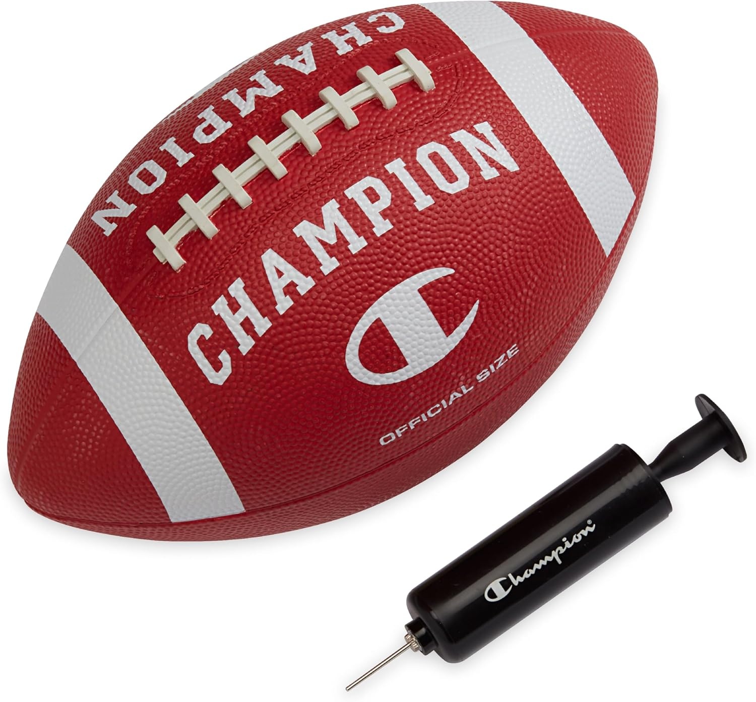 image:imageChampion Blitz Football AllWeather Football Enhanced Grip Durable Rubber Cover and Molded Laces for Outdoor Sports amp Training Includes 6 Ball PumpTango RedWhite