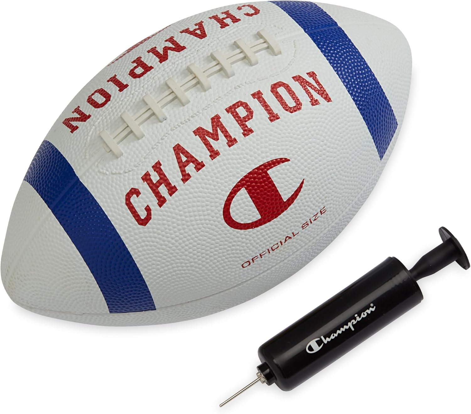 image:imageChampion Blitz Football AllWeather Football Enhanced Grip Durable Rubber Cover and Molded Laces for Outdoor Sports amp Training Includes 6 Ball PumpWhiteSurf the WebTango Red