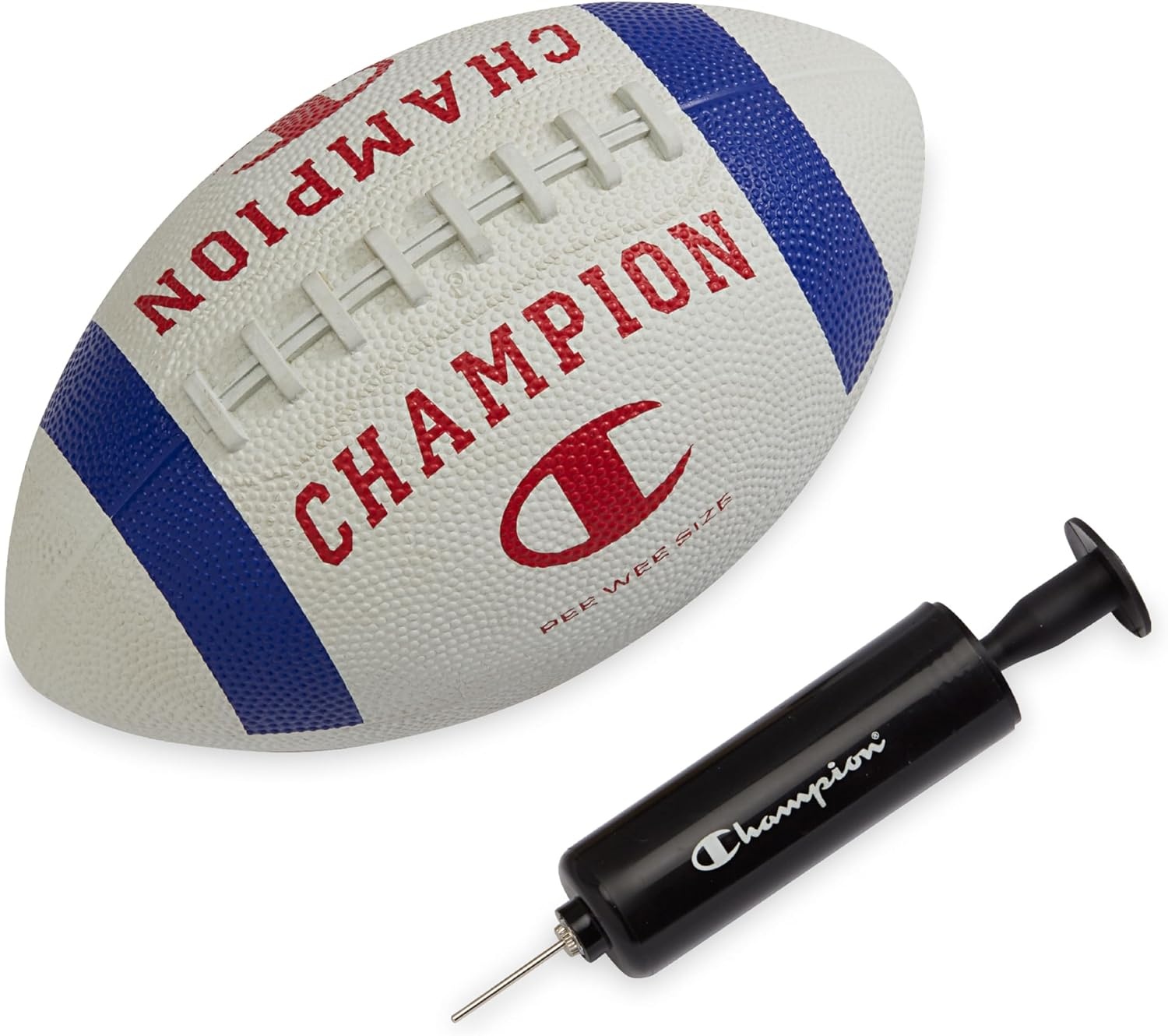 image:imageChampion Blitz Football AllWeather Football Enhanced Grip Durable Rubber Cover and Molded Laces for Outdoor Sports amp Training Includes 6 Ball PumpWhiteSurf the WebTango Red
