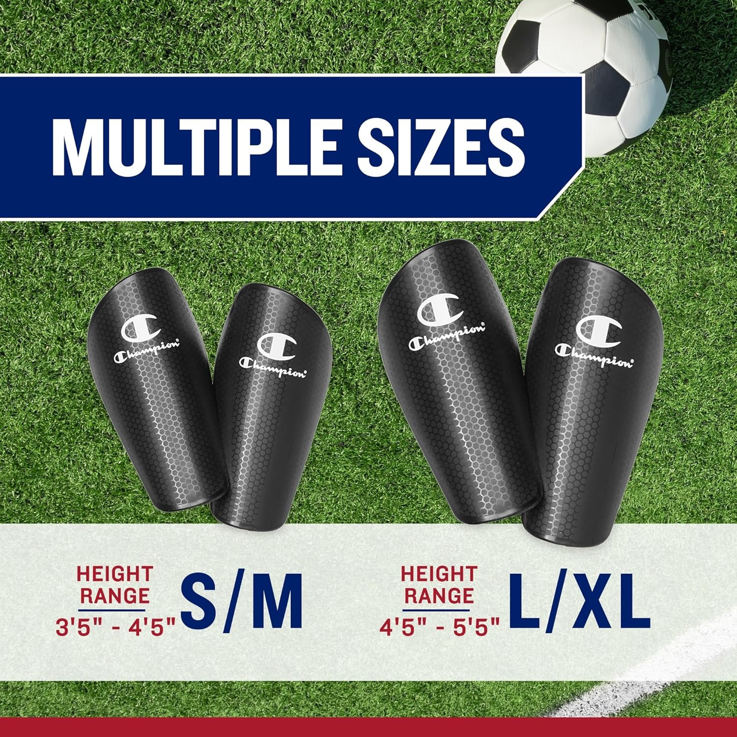 image:imageChampion Defender Elite Youth Soccer Shin Guards Slipin Curved Plastic Plate and EVA Foam Interior for a Contoured Fit for BoysGirls Soccer GameSmallMedium