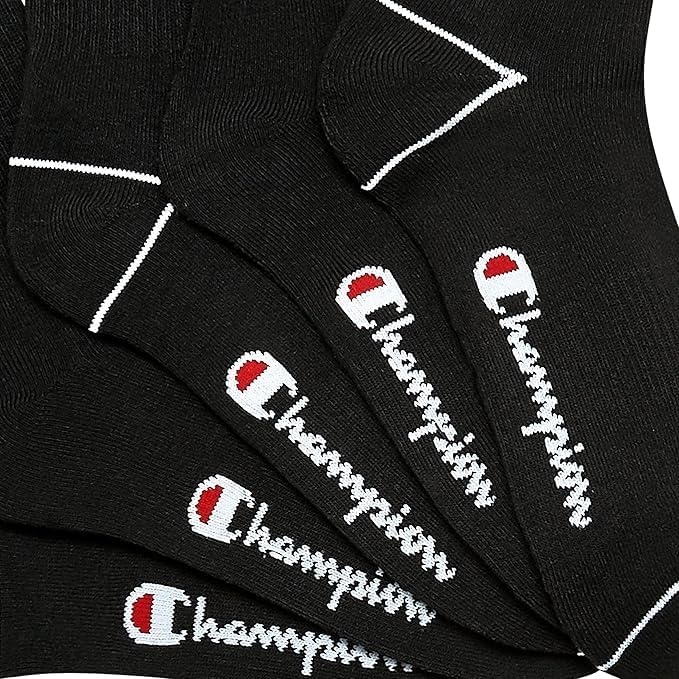 image:imageChampion Mens Crew Socks Moisturewicking Athletic Socks With Cushioning amp Arch Support Size 612Black HeelToe