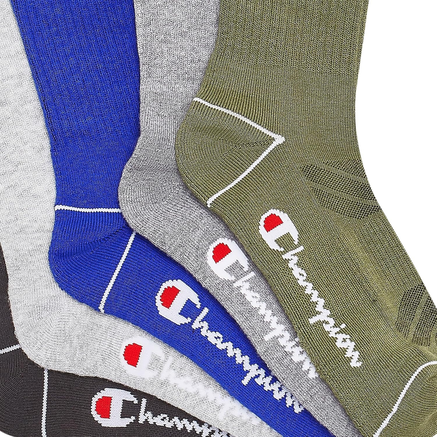 image:imageChampion Mens Crew Socks Moisturewicking Athletic Socks With Cushioning amp Arch Support Size 612GreenGreyBlue Assorted