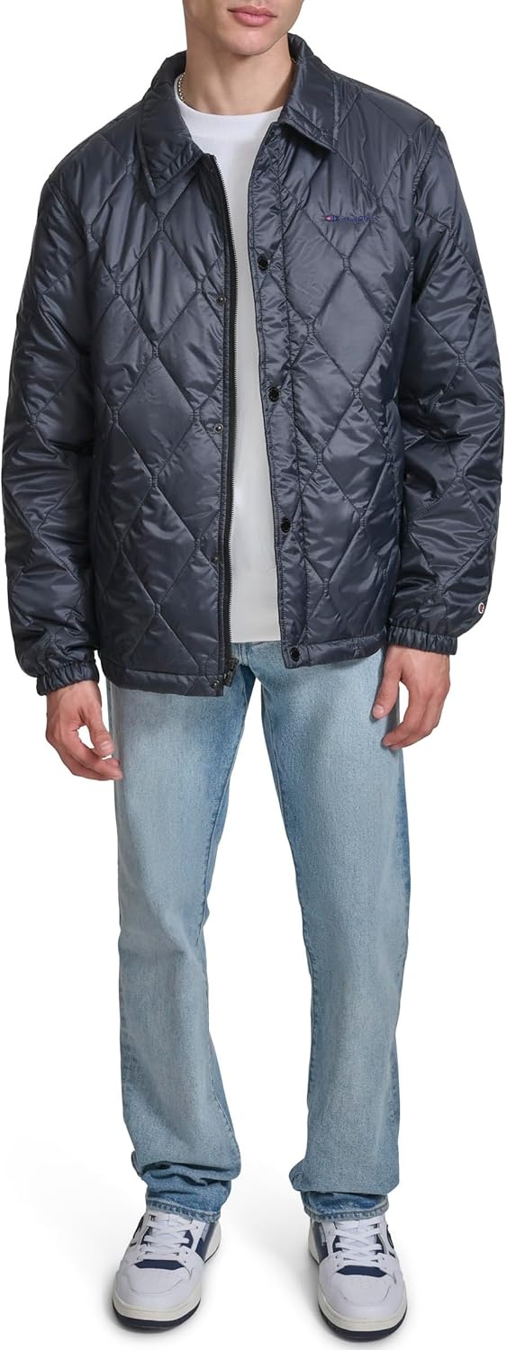 image:imageChampion Mens Diamond Quilted Active Coaches JacketBlack