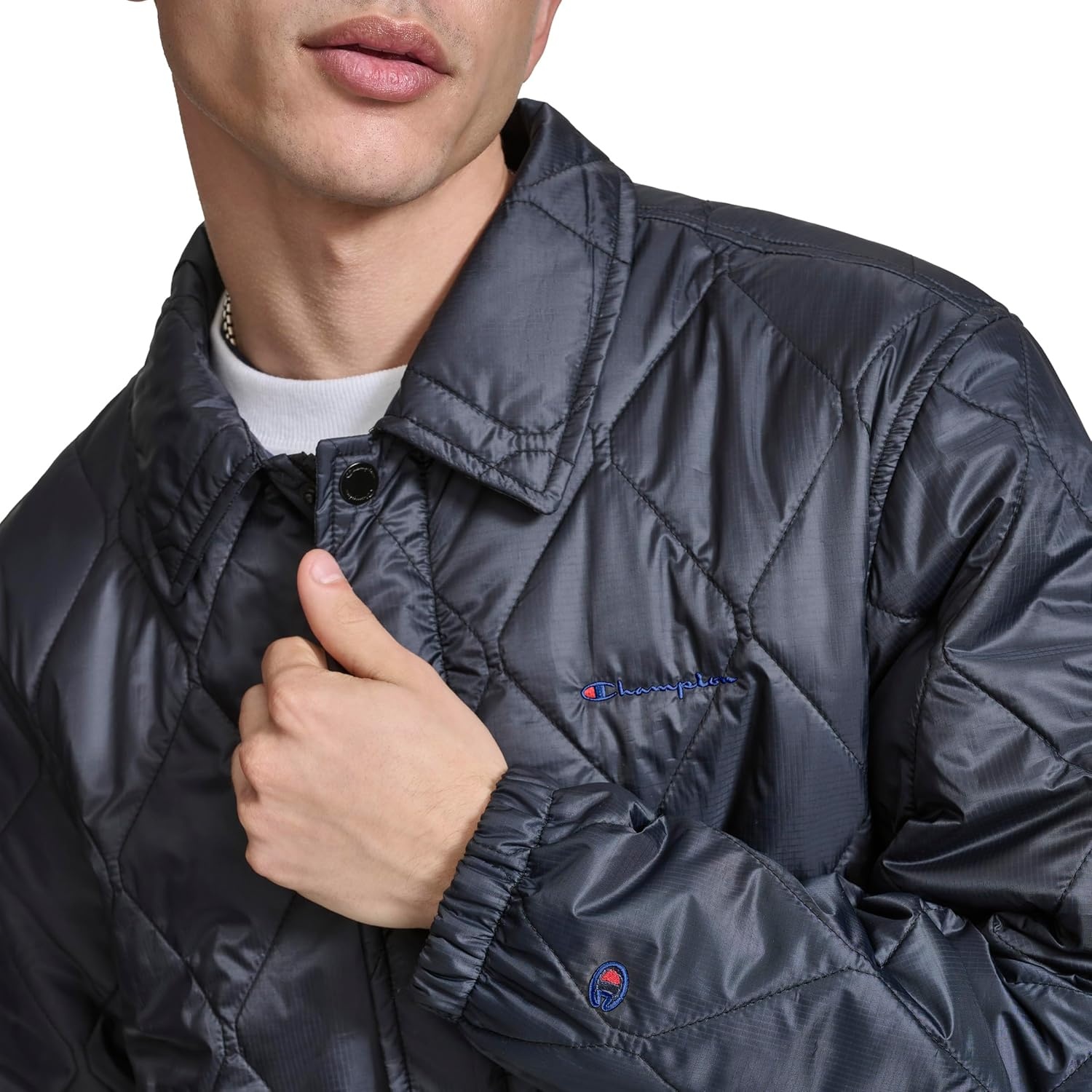 image:imageChampion Mens Diamond Quilted Active Coaches JacketBlack