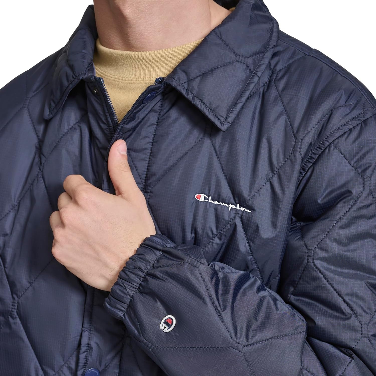 image:imageChampion Mens Diamond Quilted Active Coaches JacketPeacoat