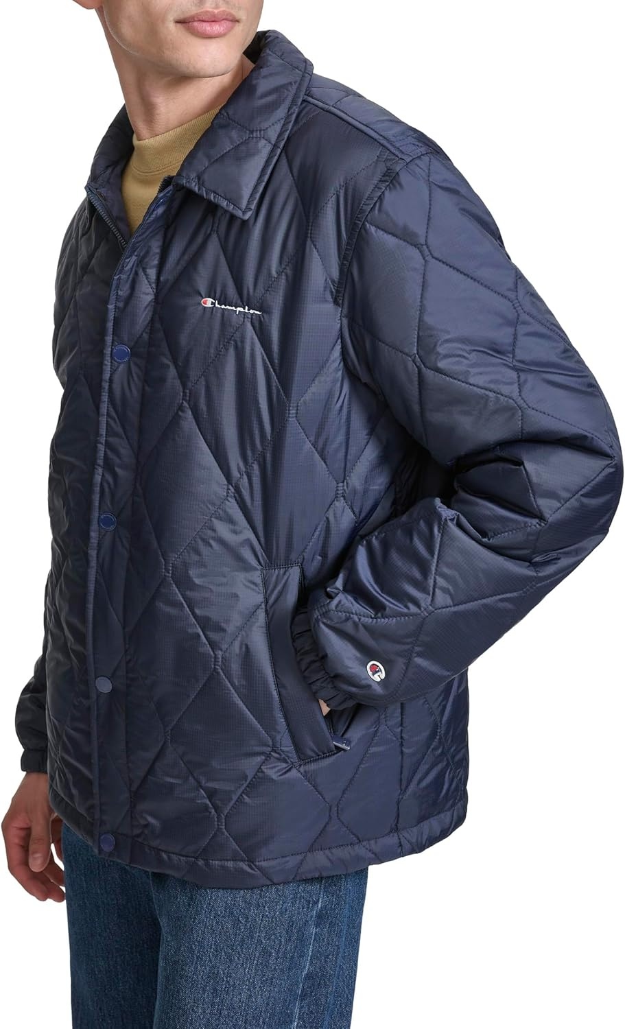 image:imageChampion Mens Diamond Quilted Active Coaches JacketPeacoat