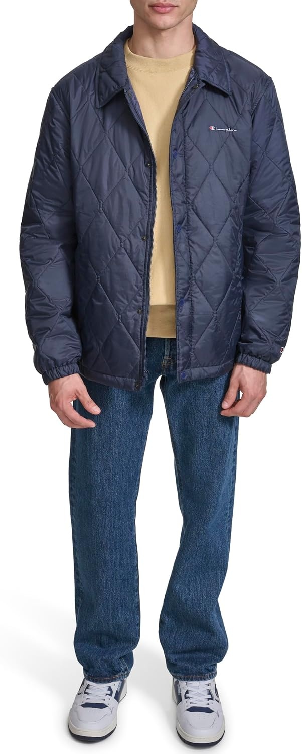 image:imageChampion Mens Diamond Quilted Active Coaches JacketPeacoat